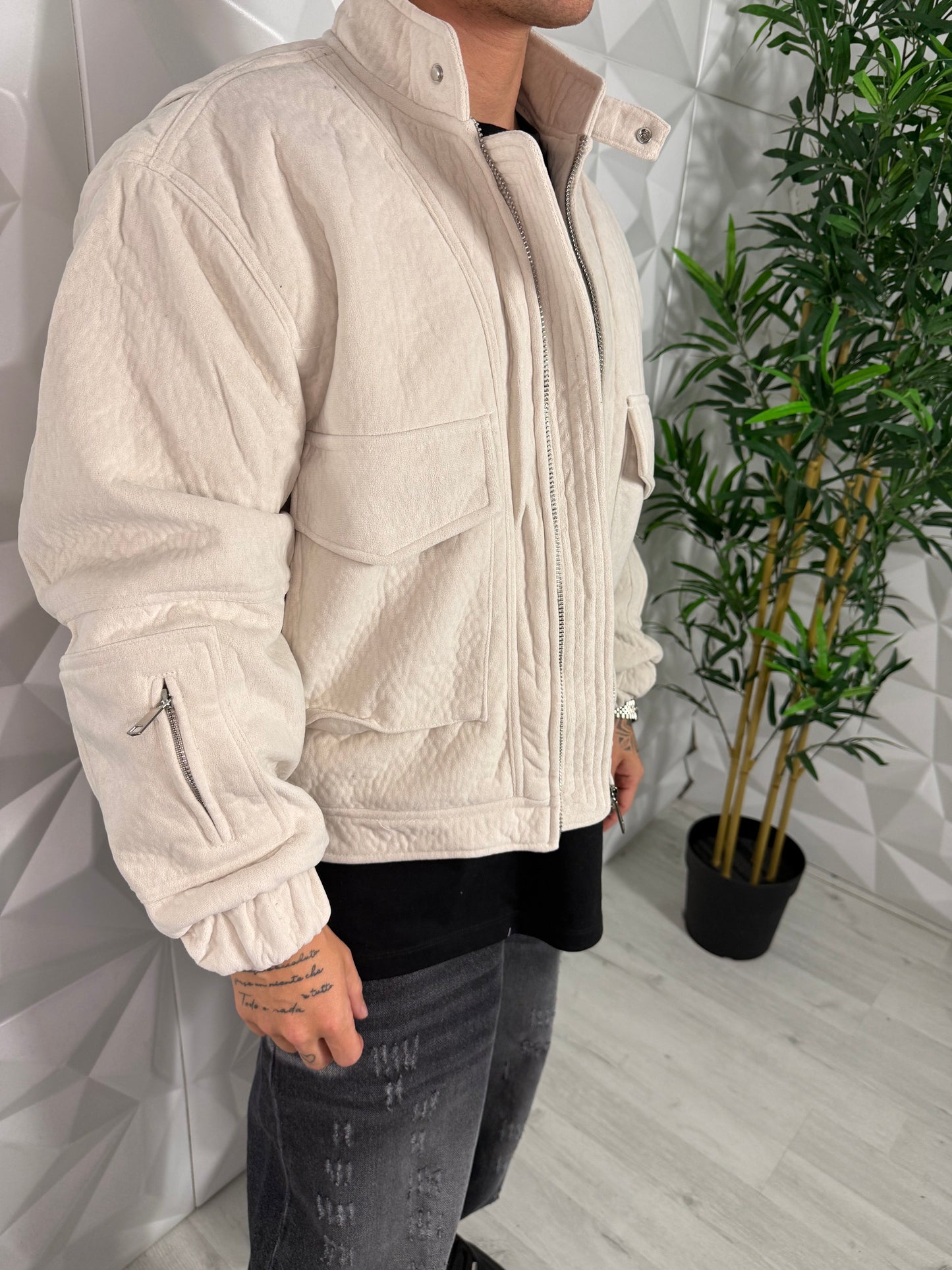 BOMBER CROPPED CAMOSCIO