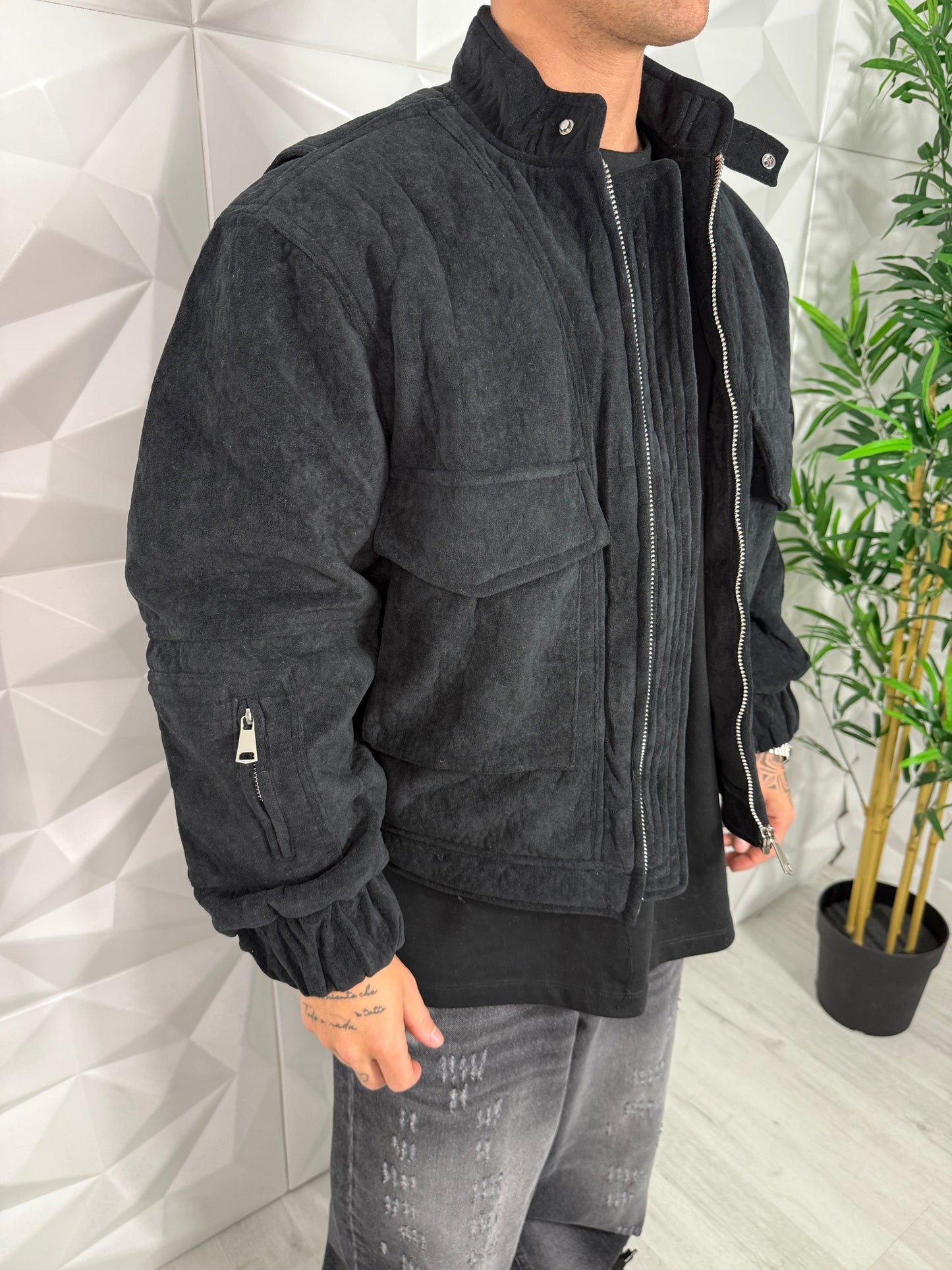 BOMBER CROPPED CAMOSCIO